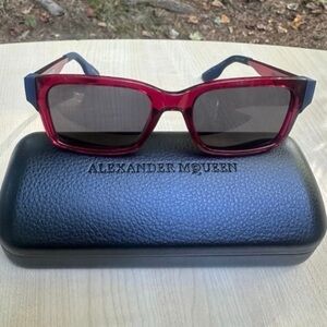 Modern ALEXANDER MCQUEEN red sunglasses for men BRAND NEW in box with case